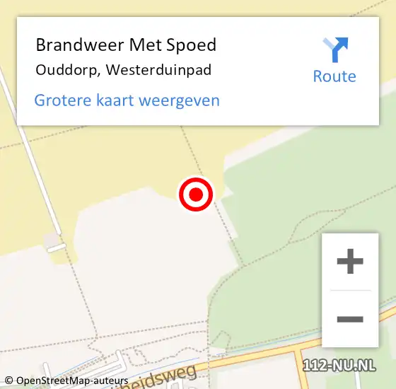 Locatie op kaart van de 112 melding: Brandweer Met Spoed Naar Ouddorp, Westerduinpad op 2 augustus 2022 17:25