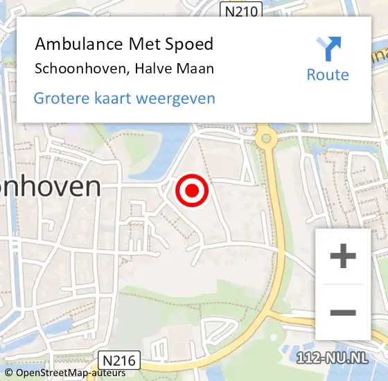 Locatie op kaart van de 112 melding: Ambulance Met Spoed Naar Schoonhoven, Halve Maan op 2 augustus 2022 17:35