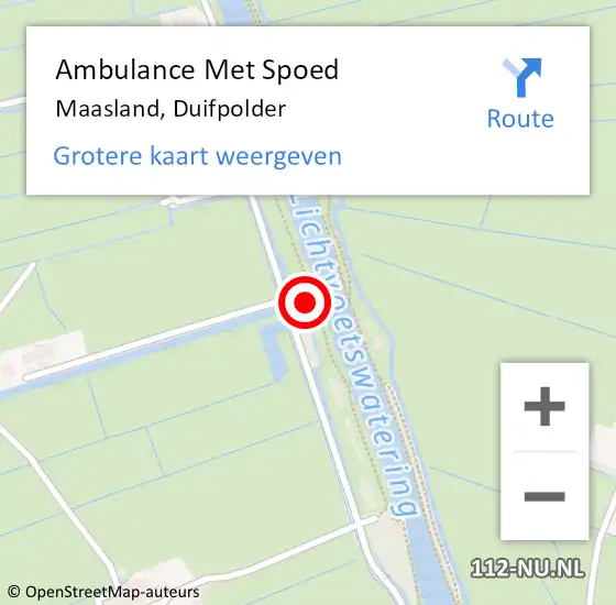 Locatie op kaart van de 112 melding: Ambulance Met Spoed Naar Maasland, Duifpolder op 2 augustus 2022 17:41