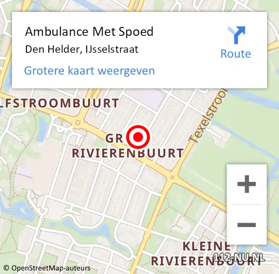 Locatie op kaart van de 112 melding: Ambulance Met Spoed Naar Den Helder, IJsselstraat op 2 augustus 2022 17:42