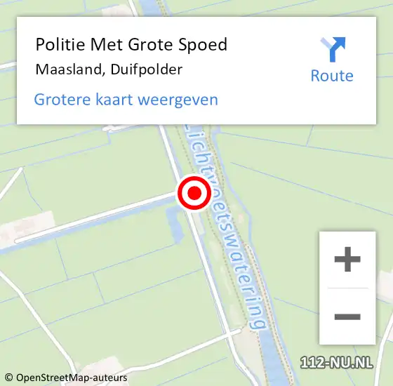 Locatie op kaart van de 112 melding: Politie Met Grote Spoed Naar Maasland, Duifpolder op 2 augustus 2022 17:45