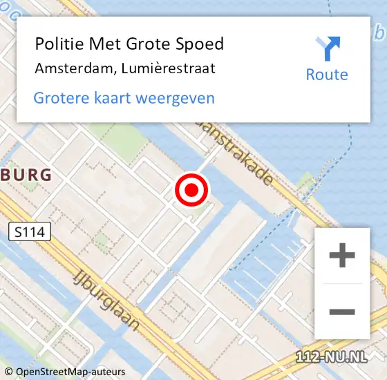 Locatie op kaart van de 112 melding: Politie Met Grote Spoed Naar Amsterdam, Lumièrestraat op 2 augustus 2022 17:51