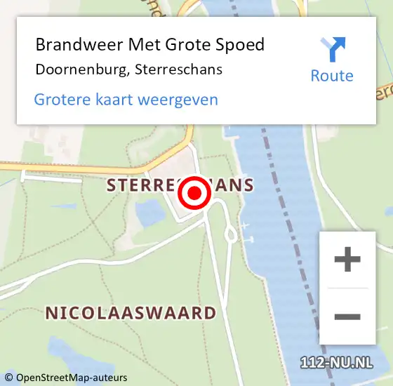 Locatie op kaart van de 112 melding: Brandweer Met Grote Spoed Naar Doornenburg, Sterreschans op 2 augustus 2022 18:54