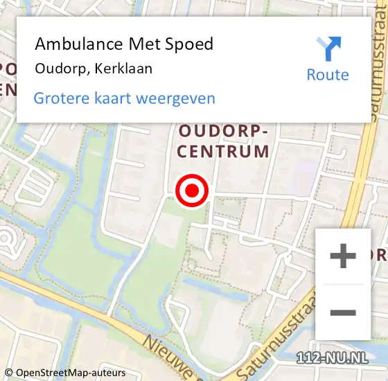 Locatie op kaart van de 112 melding: Ambulance Met Spoed Naar Oudorp, Kerklaan op 2 augustus 2022 18:58