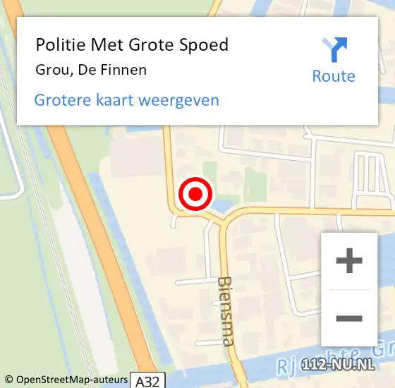 Locatie op kaart van de 112 melding: Politie Met Grote Spoed Naar Grou, De Finnen op 2 augustus 2022 19:16