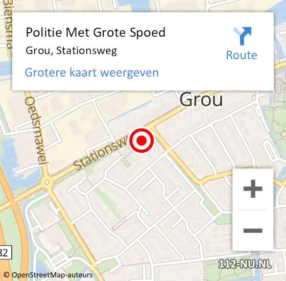 Locatie op kaart van de 112 melding: Politie Met Grote Spoed Naar Grou, Stationsweg op 2 augustus 2022 19:16