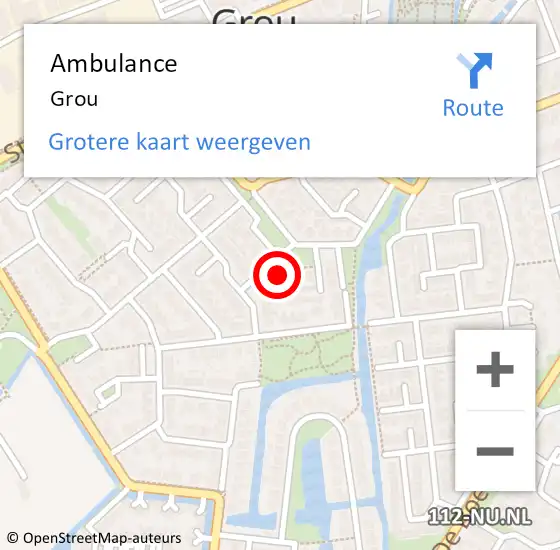 Locatie op kaart van de 112 melding: Ambulance Grou op 2 augustus 2022 19:19