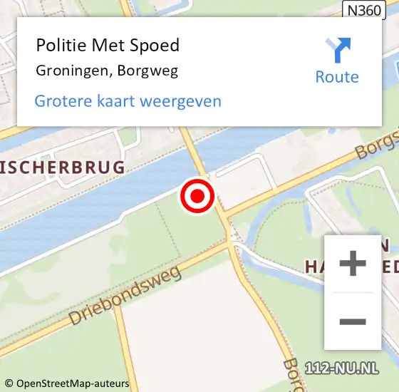 Locatie op kaart van de 112 melding: Politie Met Spoed Naar Groningen, Borgweg op 2 augustus 2022 19:23