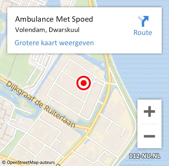 Locatie op kaart van de 112 melding: Ambulance Met Spoed Naar Volendam, Dwarskuul op 2 augustus 2022 19:24