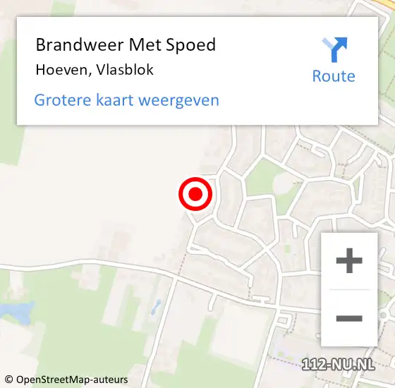 Locatie op kaart van de 112 melding: Brandweer Met Spoed Naar Hoeven, Vlasblok op 2 augustus 2022 19:40