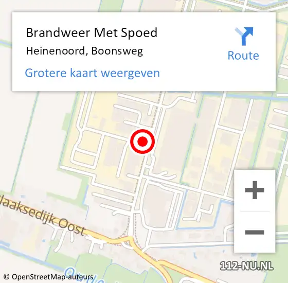 Locatie op kaart van de 112 melding: Brandweer Met Spoed Naar Heinenoord, Boonsweg op 2 augustus 2022 19:45