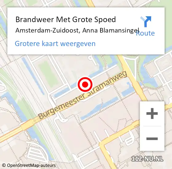 Locatie op kaart van de 112 melding: Brandweer Met Grote Spoed Naar Amsterdam-Zuidoost, Anna Blamansingel op 2 augustus 2022 19:45