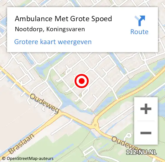 Locatie op kaart van de 112 melding: Ambulance Met Grote Spoed Naar Nootdorp, Koningsvaren op 2 augustus 2022 19:58