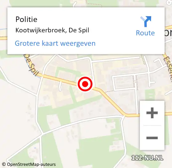 Locatie op kaart van de 112 melding: Politie Kootwijkerbroek, De Spil op 2 augustus 2022 20:03