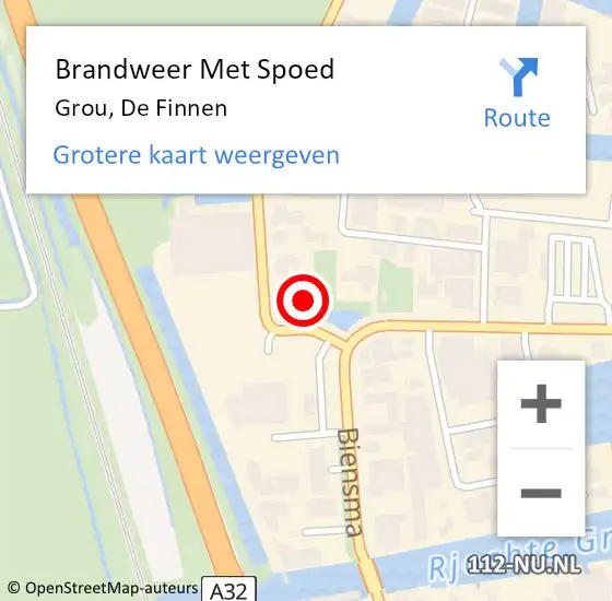 Locatie op kaart van de 112 melding: Brandweer Met Spoed Naar Grou, De Finnen op 2 augustus 2022 20:09