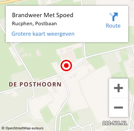 Locatie op kaart van de 112 melding: Brandweer Met Spoed Naar Rucphen, Postbaan op 2 augustus 2022 21:03