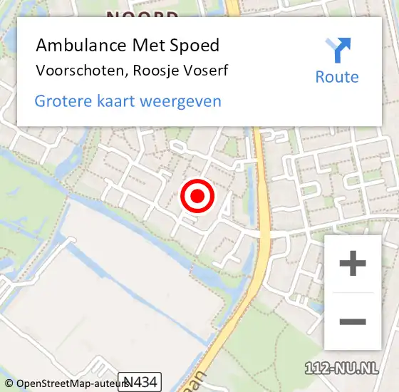 Locatie op kaart van de 112 melding: Ambulance Met Spoed Naar Voorschoten, Roosje Voserf op 2 augustus 2022 21:05