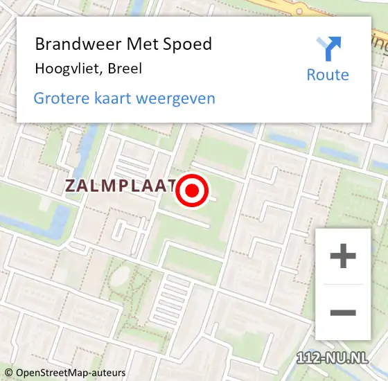 Locatie op kaart van de 112 melding: Brandweer Met Spoed Naar Hoogvliet, Breel op 2 augustus 2022 21:05