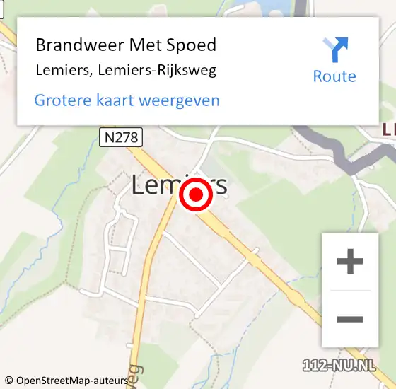Locatie op kaart van de 112 melding: Brandweer Met Spoed Naar Lemiers, Lemiers-Rijksweg op 2 augustus 2022 21:16
