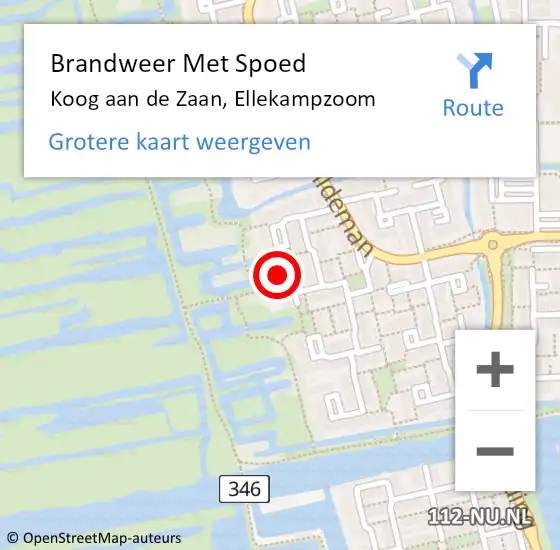 Locatie op kaart van de 112 melding: Brandweer Met Spoed Naar Koog aan de Zaan, Ellekampzoom op 2 augustus 2022 21:19