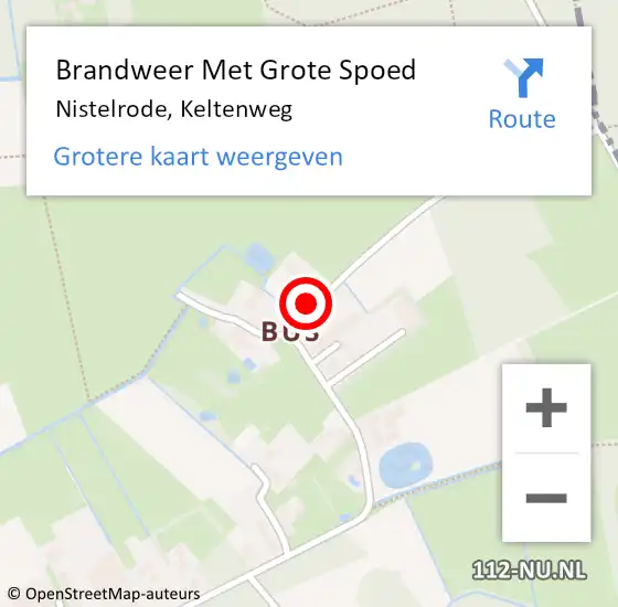 Locatie op kaart van de 112 melding: Brandweer Met Grote Spoed Naar Nistelrode, Keltenweg op 2 augustus 2022 21:27