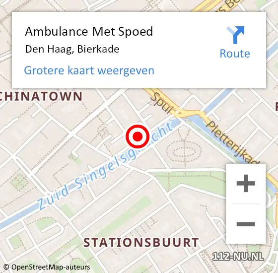 Locatie op kaart van de 112 melding: Ambulance Met Spoed Naar Den Haag, Bierkade op 2 augustus 2022 21:33