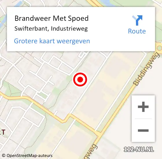 Locatie op kaart van de 112 melding: Brandweer Met Spoed Naar Swifterbant, Industrieweg op 2 augustus 2022 21:50
