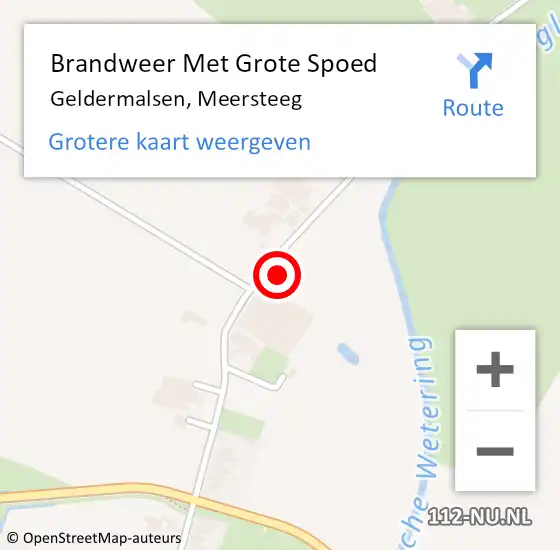 Locatie op kaart van de 112 melding: Brandweer Met Grote Spoed Naar Geldermalsen, Meersteeg op 2 augustus 2022 22:22