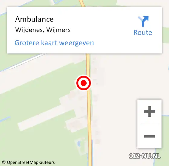 Locatie op kaart van de 112 melding: Ambulance Wijdenes, Wijmers op 2 augustus 2022 22:26