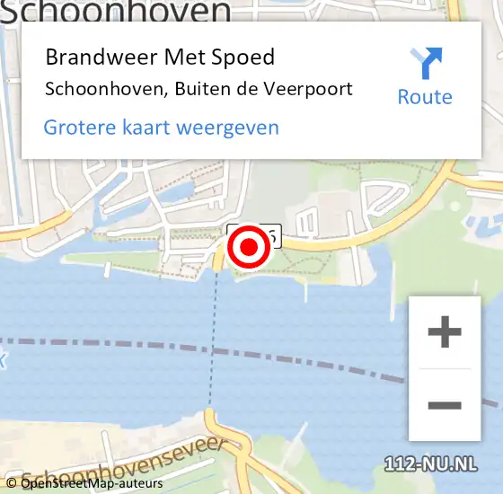 Locatie op kaart van de 112 melding: Brandweer Met Spoed Naar Schoonhoven, Buiten de Veerpoort op 2 augustus 2022 22:30