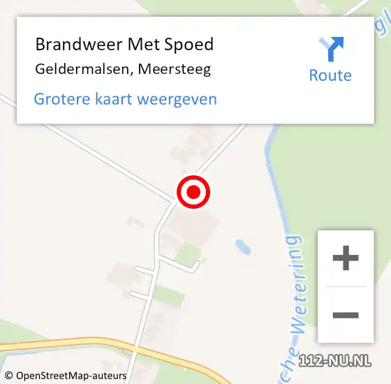 Locatie op kaart van de 112 melding: Brandweer Met Spoed Naar Geldermalsen, Meersteeg op 2 augustus 2022 22:36