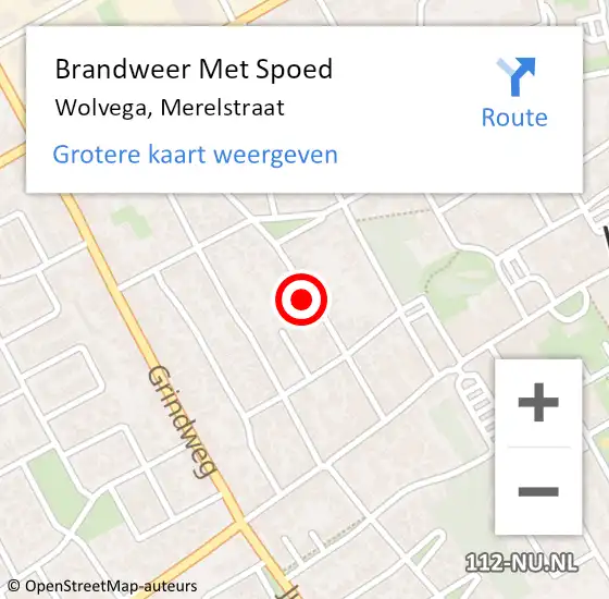 Locatie op kaart van de 112 melding: Brandweer Met Spoed Naar Wolvega, Merelstraat op 2 augustus 2022 22:42