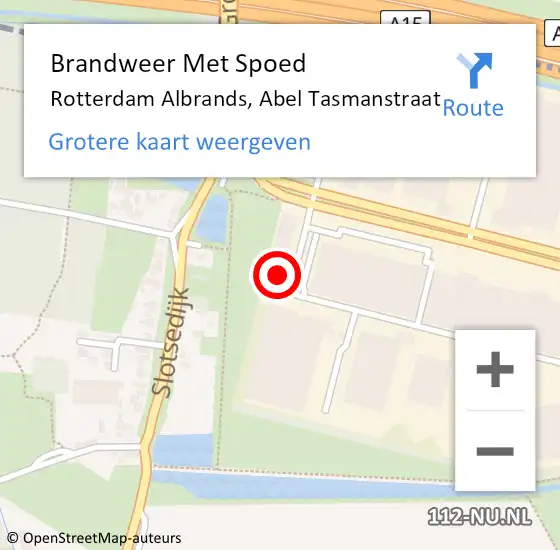 Locatie op kaart van de 112 melding: Brandweer Met Spoed Naar Rotterdam Albrands, Abel Tasmanstraat op 2 augustus 2022 23:03