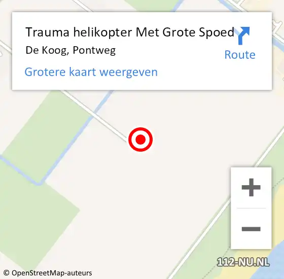 Locatie op kaart van de 112 melding: Trauma helikopter Met Grote Spoed Naar De Koog, Pontweg op 2 augustus 2022 23:09