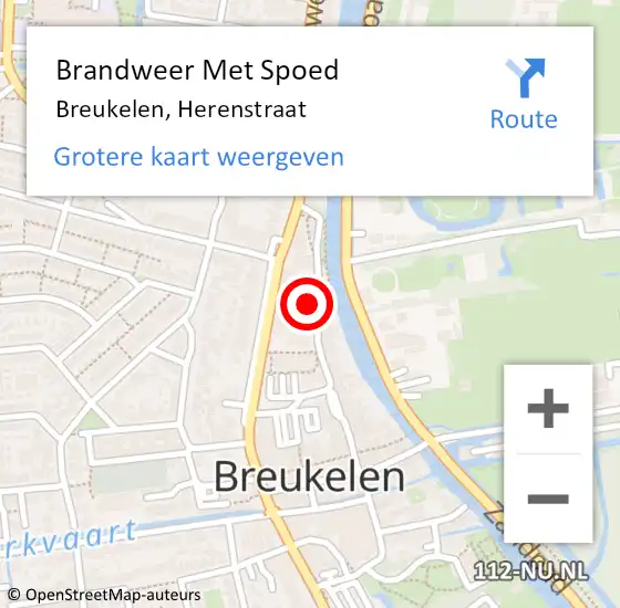 Locatie op kaart van de 112 melding: Brandweer Met Spoed Naar Breukelen, Herenstraat op 2 augustus 2022 23:15