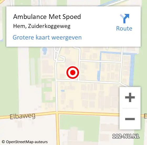 Locatie op kaart van de 112 melding: Ambulance Met Spoed Naar Hem, Zuiderkoggeweg op 2 augustus 2022 23:48