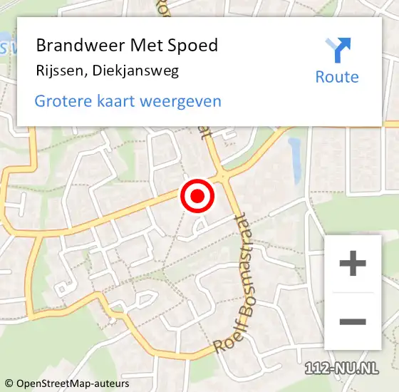 Locatie op kaart van de 112 melding: Brandweer Met Spoed Naar Rijssen, Diekjansweg op 3 augustus 2022 00:14