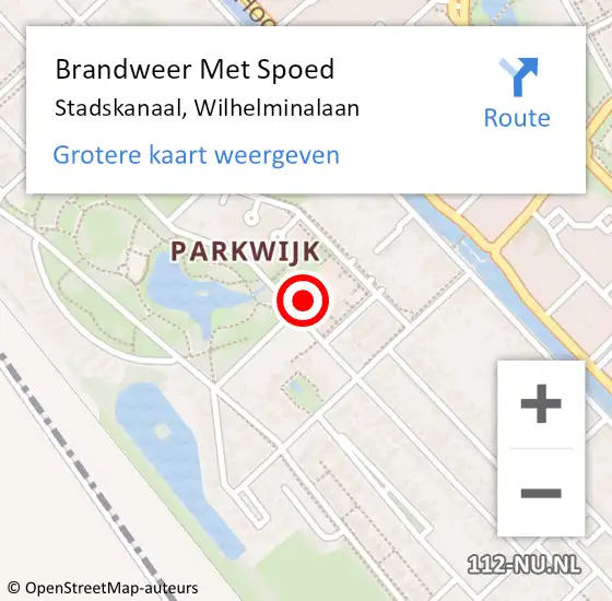 Locatie op kaart van de 112 melding: Brandweer Met Spoed Naar Stadskanaal, Wilhelminalaan op 3 augustus 2022 00:28