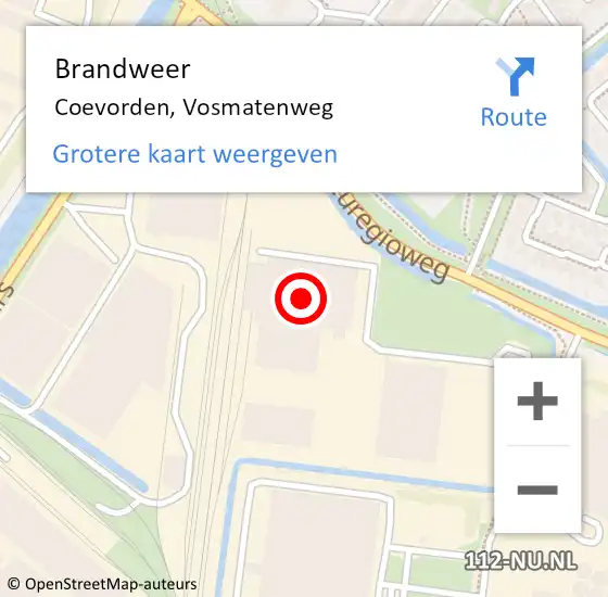 Locatie op kaart van de 112 melding: Brandweer Coevorden, Vosmatenweg op 3 augustus 2022 02:05