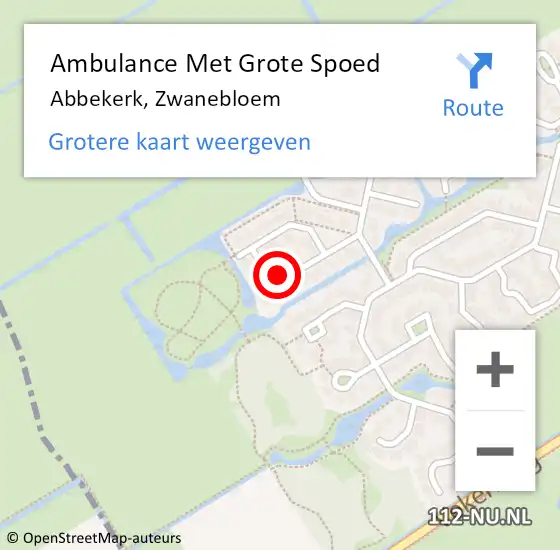 Locatie op kaart van de 112 melding: Ambulance Met Grote Spoed Naar Abbekerk, Zwanebloem op 3 augustus 2022 02:56