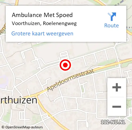 Locatie op kaart van de 112 melding: Ambulance Met Spoed Naar Voorthuizen, Roelenengweg op 3 augustus 2022 03:24