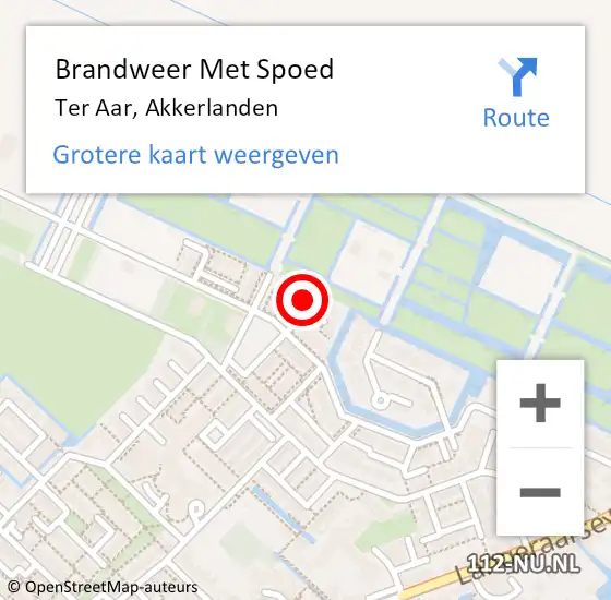 Locatie op kaart van de 112 melding: Brandweer Met Spoed Naar Ter Aar, Akkerlanden op 3 augustus 2022 03:43