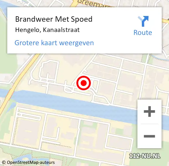 Locatie op kaart van de 112 melding: Brandweer Met Spoed Naar Hengelo, Kanaalstraat op 3 augustus 2022 03:57