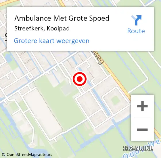 Locatie op kaart van de 112 melding: Ambulance Met Grote Spoed Naar Streefkerk, Kooipad op 3 augustus 2022 04:26