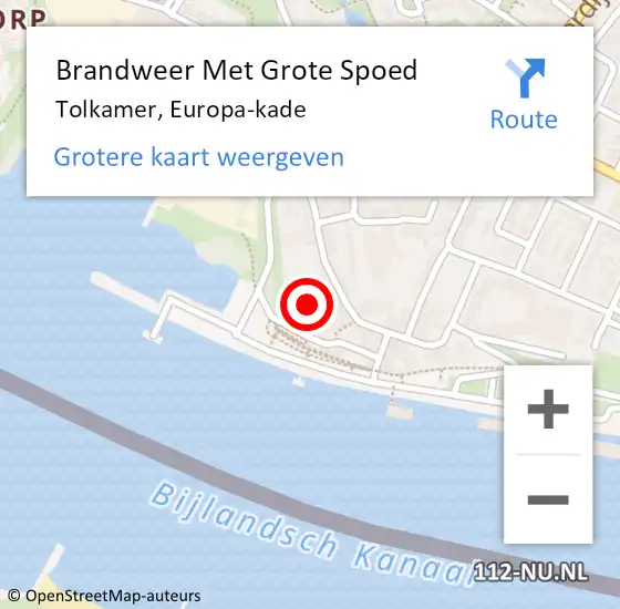 Locatie op kaart van de 112 melding: Brandweer Met Grote Spoed Naar Tolkamer, Europa-kade op 3 augustus 2022 05:42