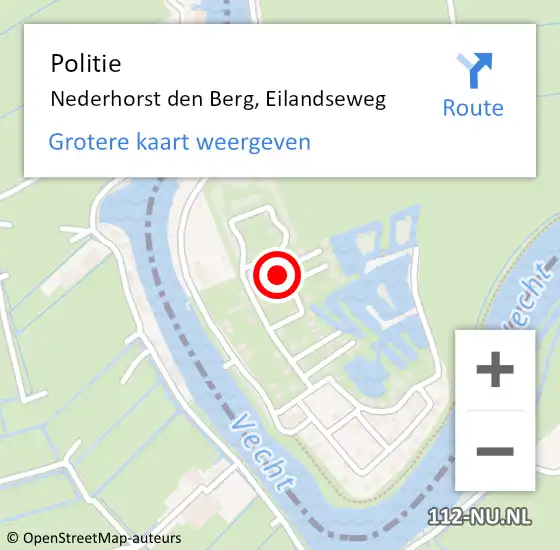 Locatie op kaart van de 112 melding: Politie Nederhorst den Berg, Eilandseweg op 3 augustus 2022 05:53