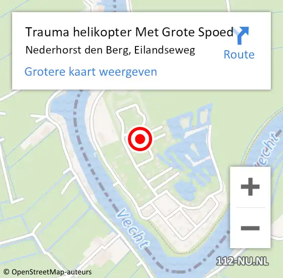 Locatie op kaart van de 112 melding: Trauma helikopter Met Grote Spoed Naar Nederhorst den Berg, Eilandseweg op 3 augustus 2022 05:59