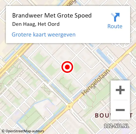 Locatie op kaart van de 112 melding: Brandweer Met Grote Spoed Naar Den Haag, Het Oord op 3 augustus 2022 06:08