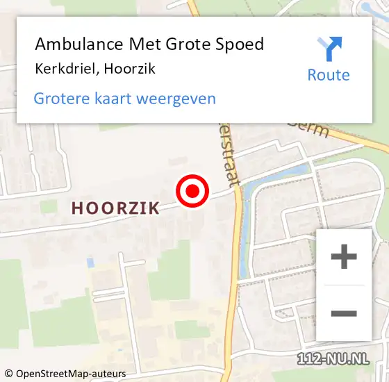 Locatie op kaart van de 112 melding: Ambulance Met Grote Spoed Naar Kerkdriel, Hoorzik op 3 augustus 2022 06:29