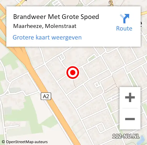 Locatie op kaart van de 112 melding: Brandweer Met Grote Spoed Naar Maarheeze, Molenstraat op 3 augustus 2022 07:11